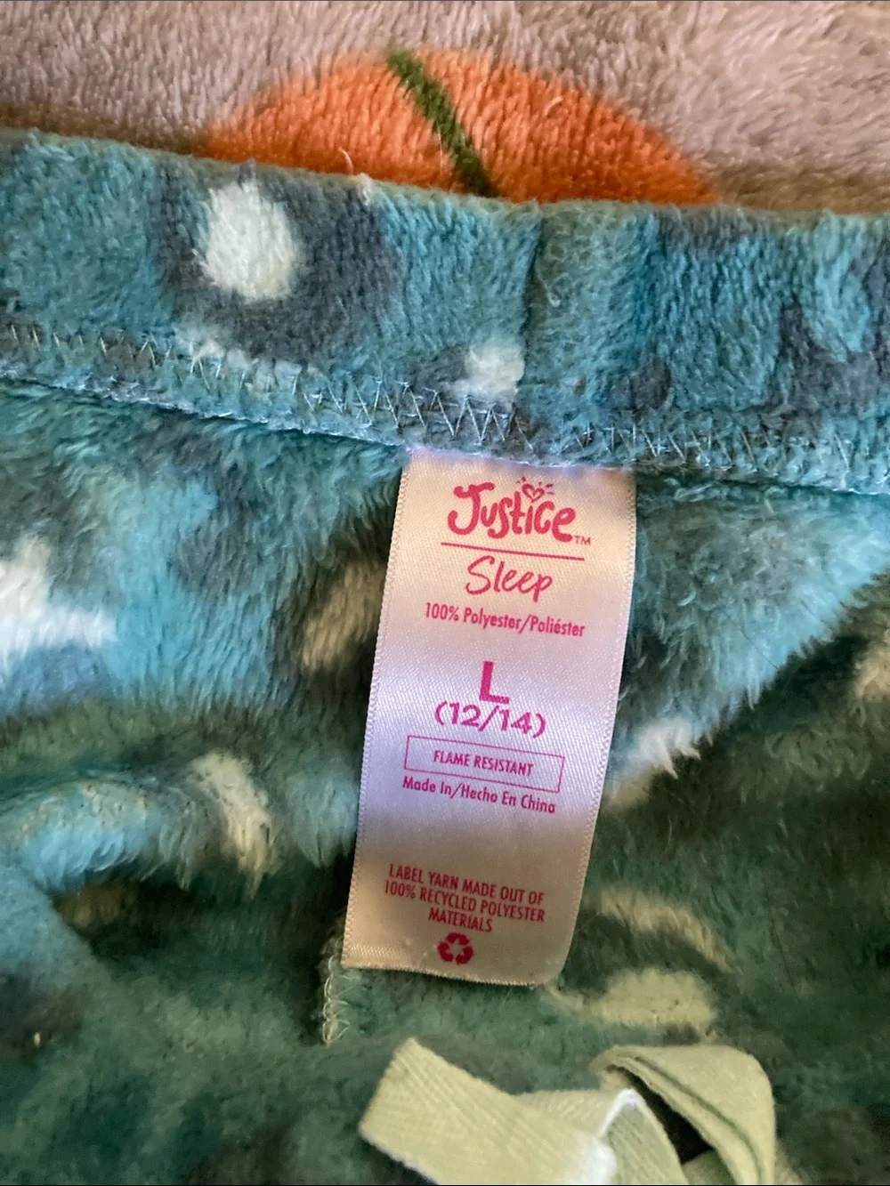 Justice Teal Leopard Plush Pajama Set - Teal & White Print size 14